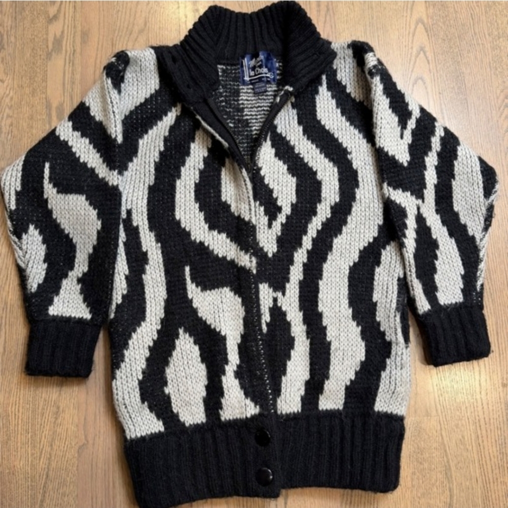 Vintage Monto par le Chois Black Abstract ChunkySweater, Size M